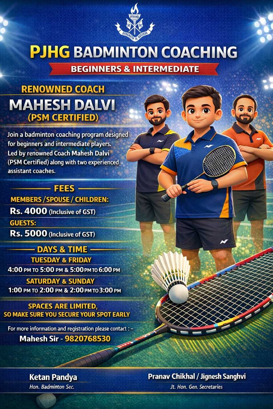 PJHG Badminton Coaching